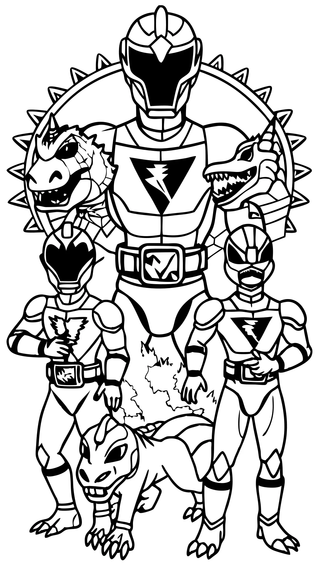 coloriage de charge dino rangers de puissance